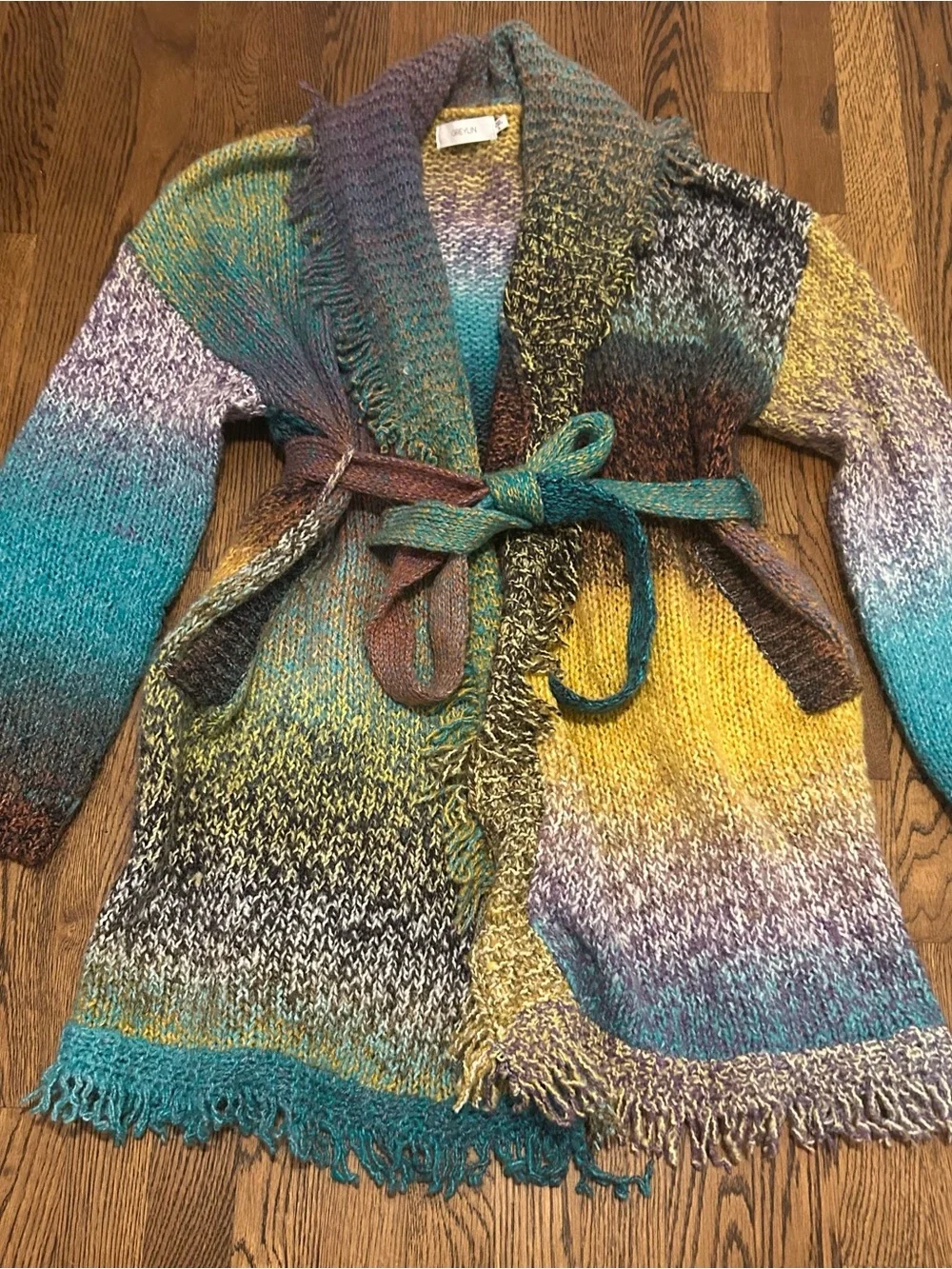 Anthropologie Pastel Multicolor Open-Front Knit Cardigan Graylin - Picture 3 of 10